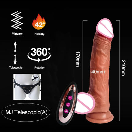 Realistic Dildo Vibrator Sex Toys For Adults Women Telescopic Vibration Penis Cock Adult Sex Products Masturbator Anal Plug 18
