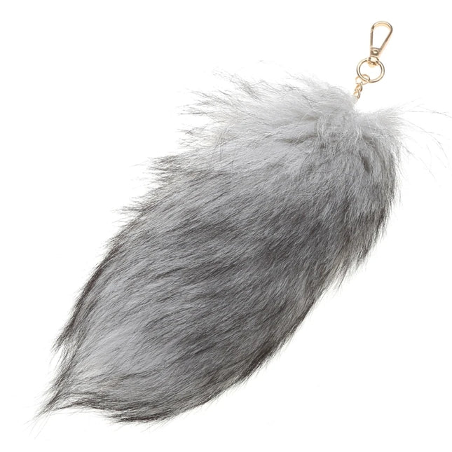 Plush-Fox Tail Keychain Furry Racoon Tail Keyring Keychain 28cm Animal Tail Key-Pendant Pompoms Keyring Holder Bag-Decor