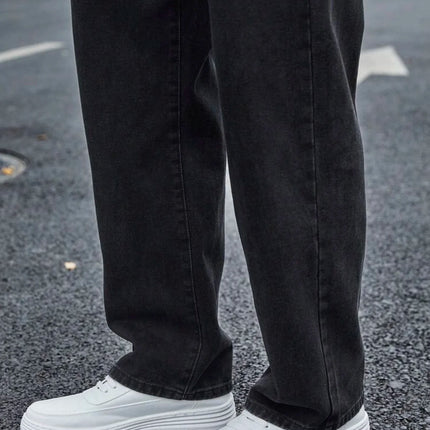 Men's Straight Jeans - Relaxed Fit with Great Drape, Tummy & Slimming Dark Grey Wash