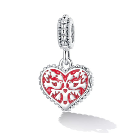 WOSTU Family Heart Charm High heels Mirror Makeup Pendant Bee Boy & Girl Charm Dreamcatcher Beads Jewelry Making Copper Zircon