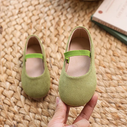 New Girl Dresses Casual Shoes Simple Fashion Children Leather Shoes Solid Color Spring Autumn Kids Princess Ballet Flat Shoes