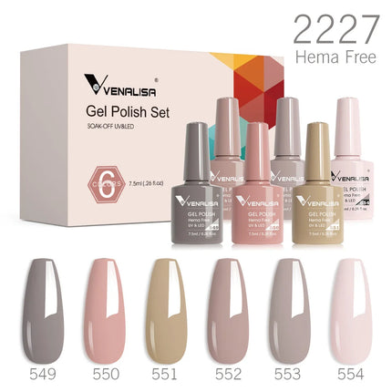 6pcs/kit VENALISA Valentine's Day Collection Lovely Pink Nails HEMA FREE TPO FREE Soak Off UV LED Semi Permanent Set Gel Varnish