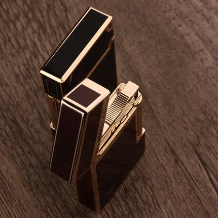 2026 Genuine Steel Tone Loud Lighter Gas Inflatable Open Flame Metal Side Sliding Cigarette Lighter for Boyfriend Husband