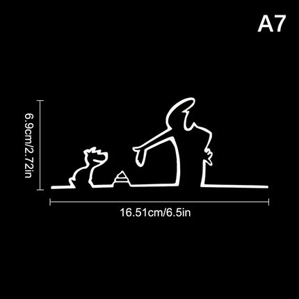 La Linea Minimalist Line Art Car Sticker, Cartoon Character Design Bumper/Window/Door Wall Decal, Home & Car Decoration