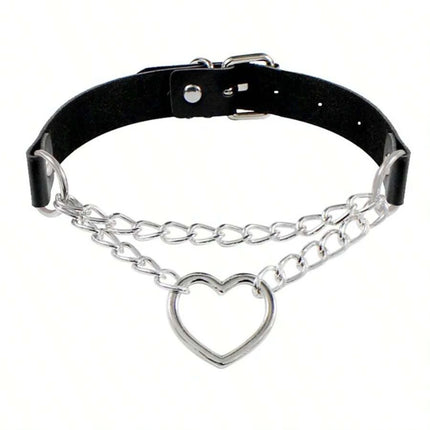 Women Sexy PU Leather Chain Collar Bdsm Bondage Erotic Collar Gothic Fetish Street Style Couple's Date and Nightculb Accessories