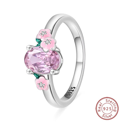 Rings For Women 100% 925 Sterling Silver Pink Heart Crown Star Moon Snowflake Zircon Rings Fashion Engagement Wedding Jewelry