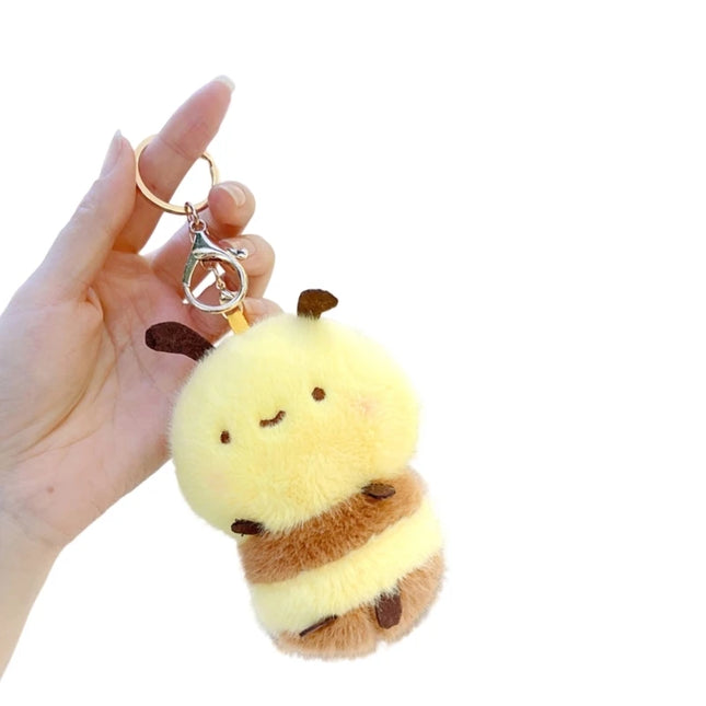 Honeybee Plush Keyring Soft with wing Stuffed Animal Keychain Accessory Bag Decoration for Everyday Use Children Birthday Gift
