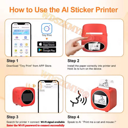 New AI Magic Box Voice Control Portable HD Screen Printer for Kids Gift Drawing Printing Toy WIFI Android iOS thermal printer