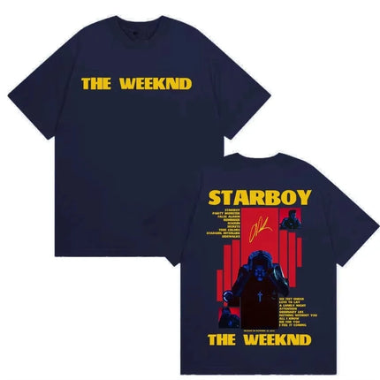 Rapper The Weeknd Starboy Album 2026 Merch T-Shirt Men's Summer Street Gothic Hip-Hop Vintage Cotton Short Sleeve Casual T-shirt