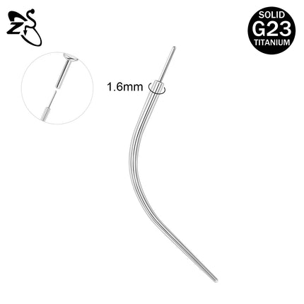 ZS 1 Piece G23 Titanium Curved Taper Insertion Pin Tool Internal Thread Piercing Kit For Tragus Helix Lip Nose Piercing Jewelry