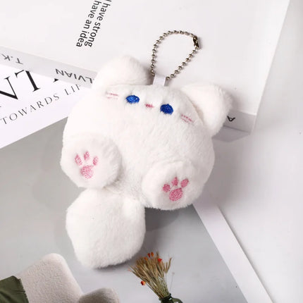 Stuffed Coffee Cat Plush Keychain Creative Soft Fluffy Animal Plush Key Chain Colorful Ins Cat Plush Doll Children Gift