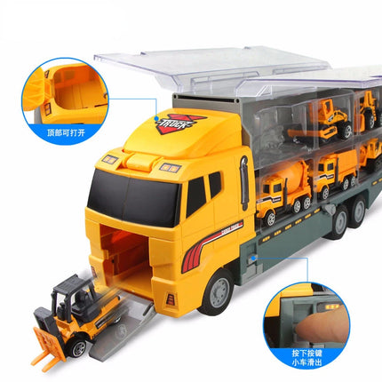 10 in 1 Big Trucks Set Mini Alloy Diecast Car Model Toys Vehicles Carrier Truck Helicopter Tank Fire Truck Engineering Car Toys