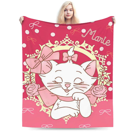 Aristocats Marie Cat Knitted Blankets Pink Wool Throw Blanket Summer Air Conditioning Portable Soft Warm Bedspread