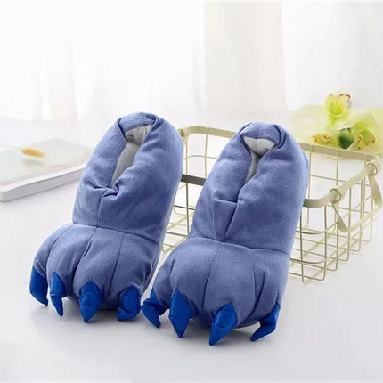 Blue Stitch Animal Paw Slippers For Boy Girl Unisex Kids Monster Claw Slippers Cartoon Soft Plush Warm Home Slippers Child Shoes