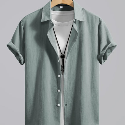 2026 Men's Simple and Fresh Shirt - Street Fashion Loose Quick-Drying Casual Shirt-Hawaiian Vacation Style Solid Collar Cardigan