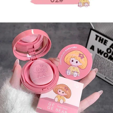 Cushion Blush Blendable Shade with Powder Puff Whitening without Sticking Long Lasting Gege Bear Makeup Blusher