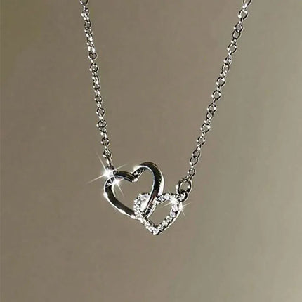 Heart Pendant Necklace Rhinestone / Collier Pendentif Cœur Strass