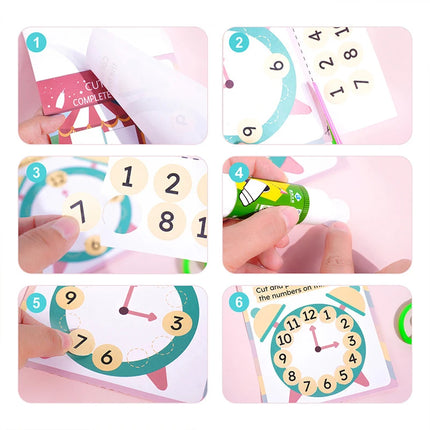 Children's Paper-Cut Book, Fun Cartoon DIY Handmade Toys Paste Kindergarten Parent-Child Interactive Paper-Cut Book Stickers
