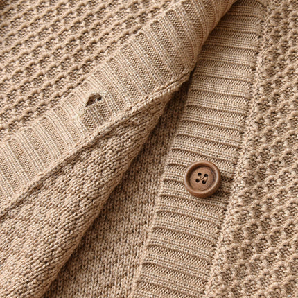 Baby Boy Girl Boutique Knitted Cardigan Solid Color Brother Sister Matching Knitting Kids Children Sweater For Daily Wear
