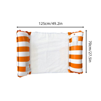 Striped Inflatable Water Hammock Float, Multi-Purpose Mesh Pool Lounger, Foldable Floating Bed, Beach and Summer Water Party Use