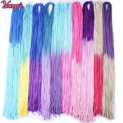 Full Star 30 Inch Synthetic Zizi Braids Thin Box Braids Hair Extensions Brown Pink Blue Red 613 Ombre Box Crochet Braiding Hair