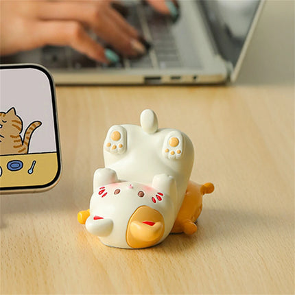 Cute Cartoon Cat Desktop Ornaments Phone Stand Creative Desk Decor for Office Home Kawaii Cat Glasses Storage Holder
