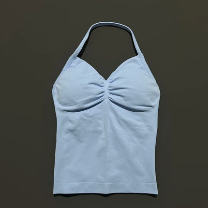 HISTELLO Impact Longline Strappy Top Sports Yoga Vest Women Fitness Tank Top Gym Beautiful Open Back Bra Running Workout Halter
