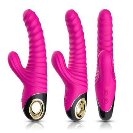 LDS New Arrival Telescopic Swinging Rabbit Head Massager Magnetic Charging Silicone Personal Wellness Stick