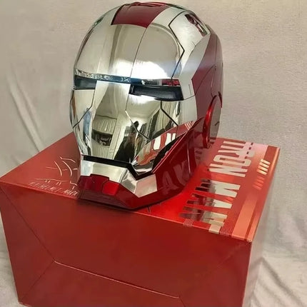 Silver Red MK5 pro Max Helmet Collectible Ornament - Voice Remote Control Automatic Functions Upgrade Version Ideal Gift