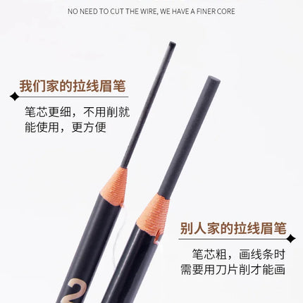 3PCS high-quality 2mm ultra-fine wire eyebrow pencil with precision carving, quick drawing, smooth and waterproof makeup pen