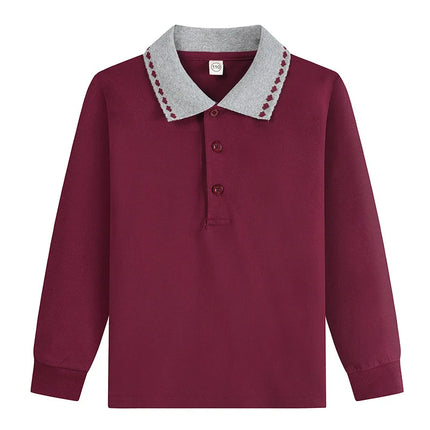 Boy Polo Shirt Kids Clothes Tops Solid Color Turn-down Collar Autumn Long Sleeve Polos Baby Boy T-shirts Children Shirts Teen
