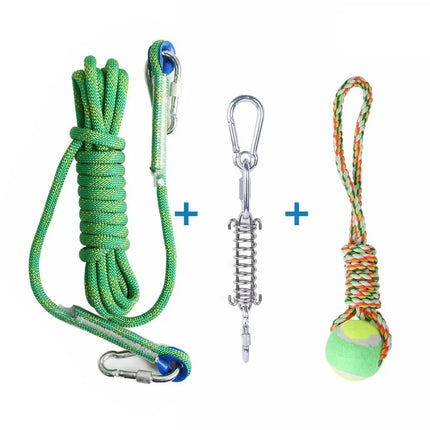 Bite Resistant Dog Spring Pole Toys 5M Cotton Rope Dog Teething Toy Dog Spring Pole Toys Tug Hanging Exercise Cotton Rope