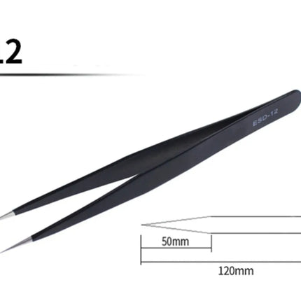 2/6pcs Precision Tweezers Set ESD Anti-Static Stainless Steel Tweezers Repair Tools for Electronics Repair Soldering Craft Tools