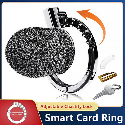 Smart Adjustable Chastity Cage for Men, Stainless Steel Wire Mesh Lock Device, BDSM Adult Sex Toy for Abstinence & Couple Play