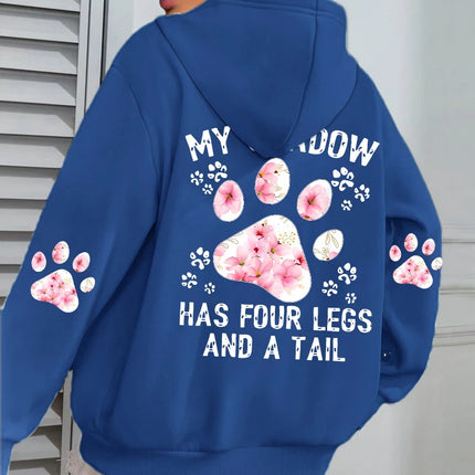 Autumn Womens Hoodies Cute Cat Paw Printing Sweatshirts Warm Fleece Soft Comfortable Pullovers Fashion Loose Female Clothing