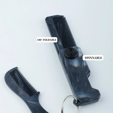1/2PCS Marble Pattern Beard Folding Comb With Key Chain Mini Mustache Comb Men Portable Travel Beard Care Hair Styling Tool Comb