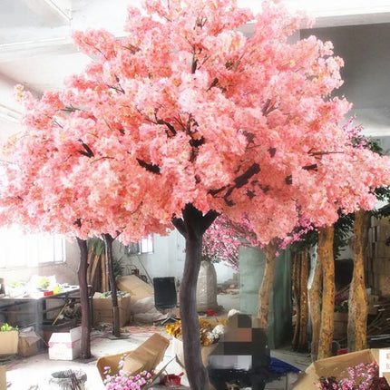 Simulation cherry tree double layer blooming cherry large plant cafe hotel shopping mall floor decoration props fake tree