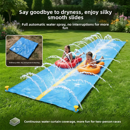 Extra Long Double Lane Inflatable Water Slide 2 Person Large Size Outdoor Backyard Pool Summer Water Play Toy for Family