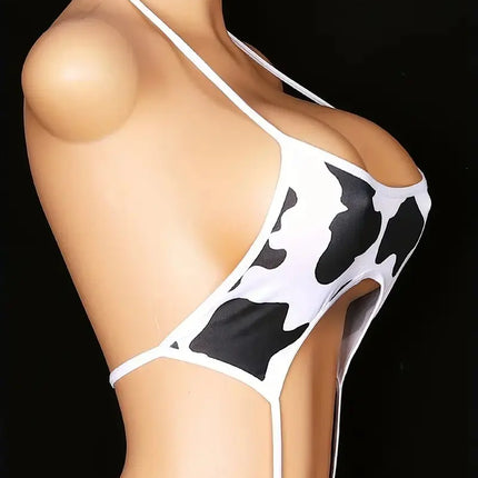 Erotic lingerie women Anime cute polka dot little cow swimsuit split bikini uniform temptation lingeries sets sexy Costumes