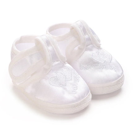 Multiple Options Newborn Baby First Baptist Shoe: Newborn Boy and Girl White Baptist Shoes Soft Sole Walking Shoes Size-9CM-10CM