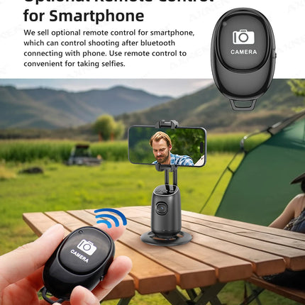 AI Auto-Tracking Phone Gimbal 360° Rotating Face Tracking Stabilizer Portable Desktop Holder for Live Streaming & Photo Shooting