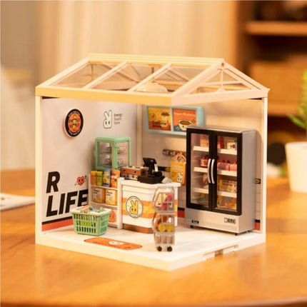 Rolife DIY Miniature Dollhouse Kit with Accessories Model Supply Store Kit with LED to Build Decent Birthday Gift