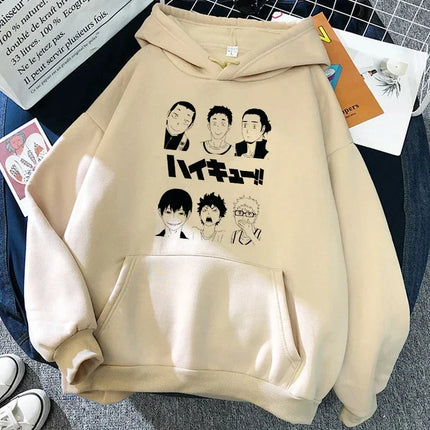 90s Japanese Anime Haikyuu Hoodies Women Funny Karasuno Fly High Graphic Streetwear  Fashion Male Sweatshirts Unisex Harajuku