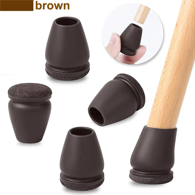 8PCS Chair Leg Floor Protectors 15° Diagonal Thick TPE Pads Silicone Felt Foot Covers for Hardwood Furniture Table Feet
