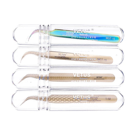 VETUS Original New MGT Series Eyelash Tweezers Anti-slip Handle Fish Scale Texture Precision Super Fine Fiber Tip Tweezers