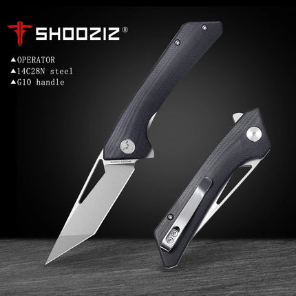 SHOOZIZ Folding Pocket Knife for Men, Flipper EDC knife, 3.36" 14C28N Steel, Ultem/G10,Outdoor  Camping Tool with Clip OPERATOR