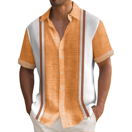 2024 New Men's Shirt Plaid Print Retro Lapel Short Sleeved Shirt Casual Vacation Men's Designer Designed Clothing in Plus Size