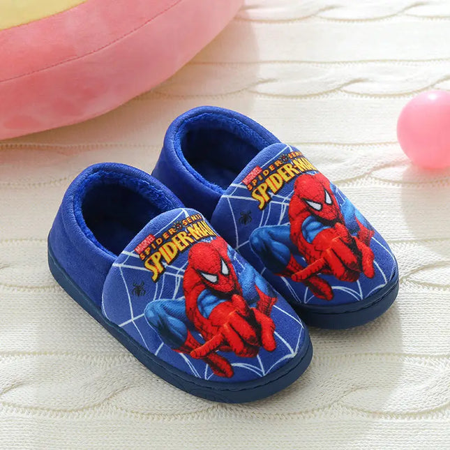 Marvel Boys Girls Cartoon Spider Man Kids Cotton Slippers Toddler Winter Warm Princess Women Men Indoor Bedroom Home Shoes