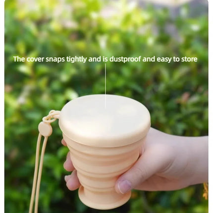 200ML Food-Grade Silicone Folding Cup, With Lid, Reusable Portable Coffee Cup, Hot Drink ,Suitable For Travel And Camping