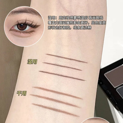 2 Color Eyeliner Powder Palette Matte Eyebrow Portable Longlasting Quick Dry Smooth Black Brown Eye Shadow Makeup Cosmetics 7g
